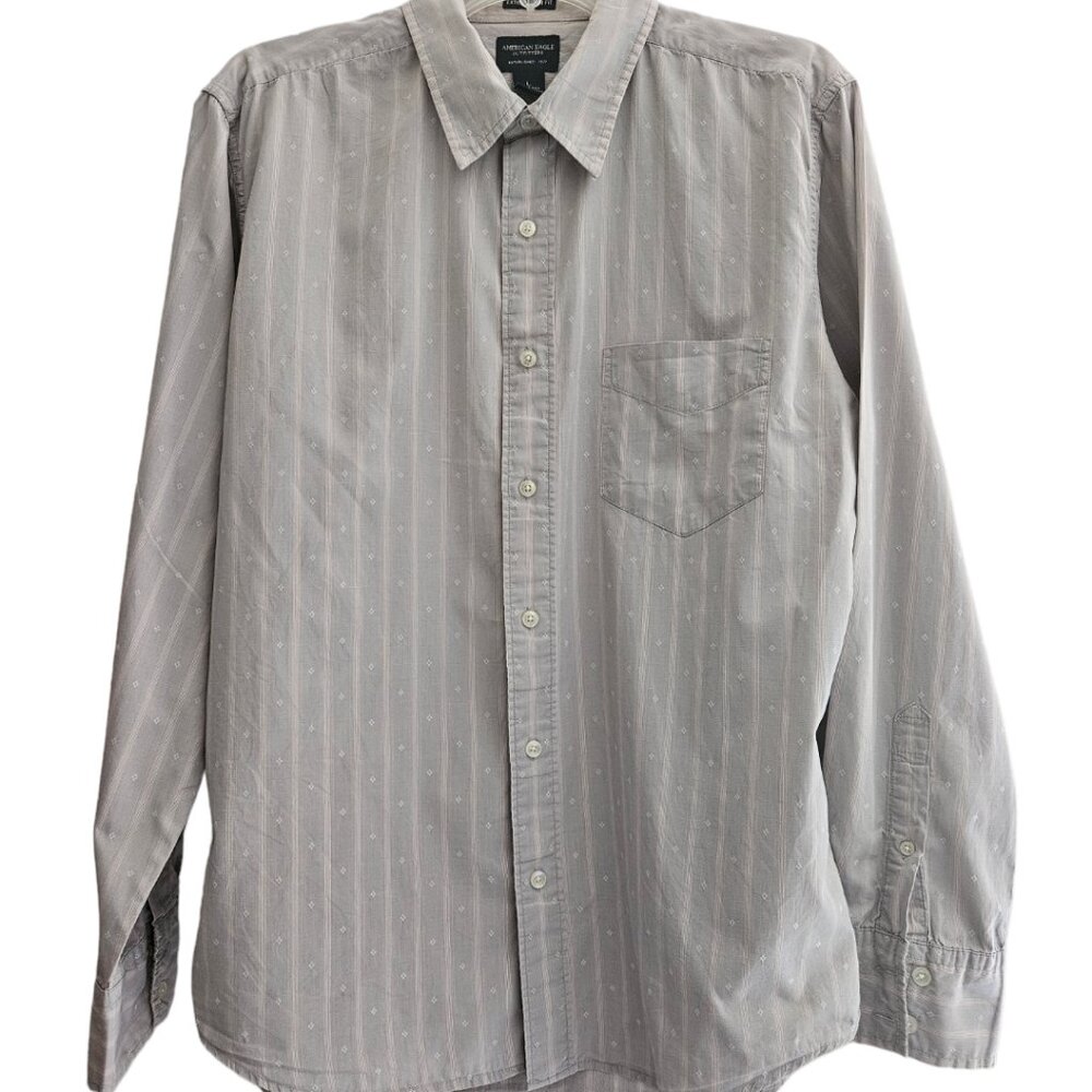 American Eagle -Men`s Button Striped Down Long Sleeve shirt size L